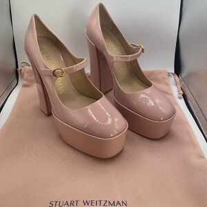 Stuart Weitzman Skyhigh Mary Jane Platform Pump Pink New Size 7
